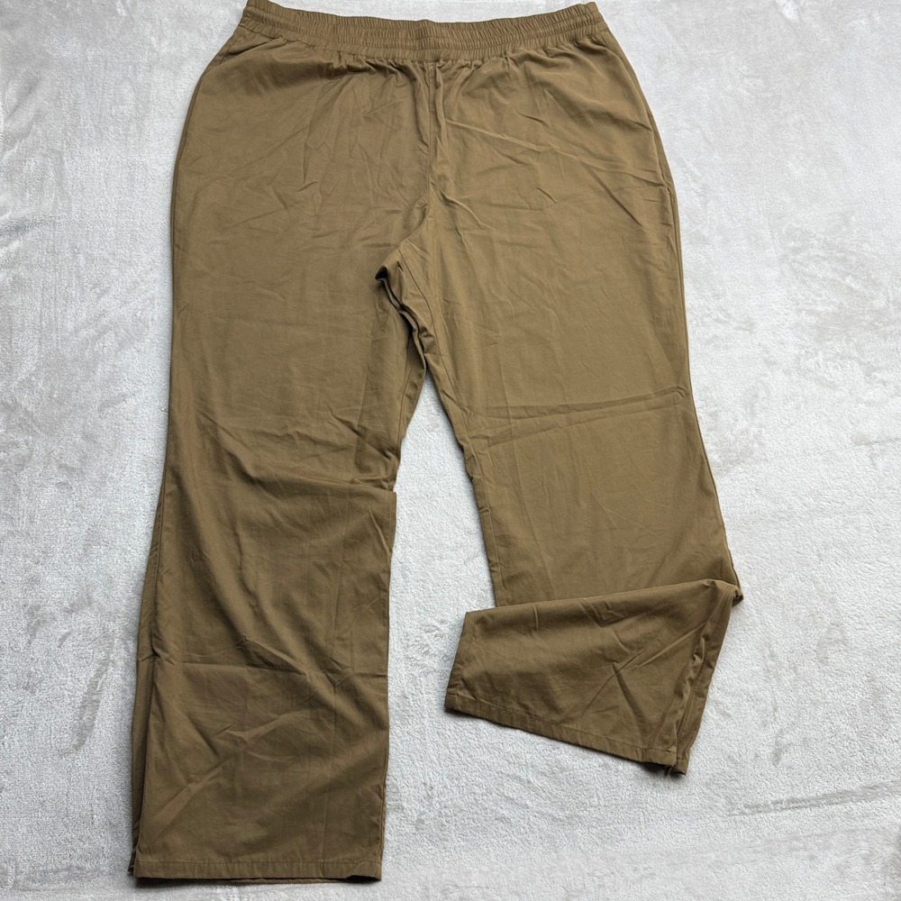Good American Wide Leg Pants in Olive Brown